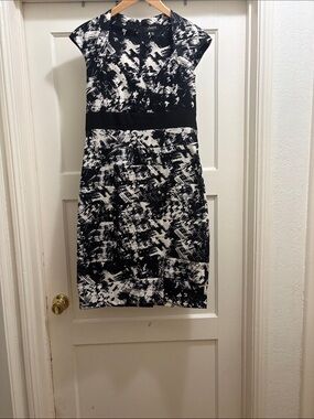 Chaya Black & White Print Midi Dress with Waistband